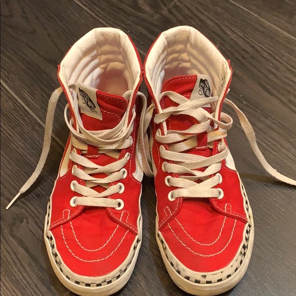 Vans Shoes Vans Red High Tops Off The Wall Poshmark Vans Shoes Vans Red High Tops Off The Wall Poshmark